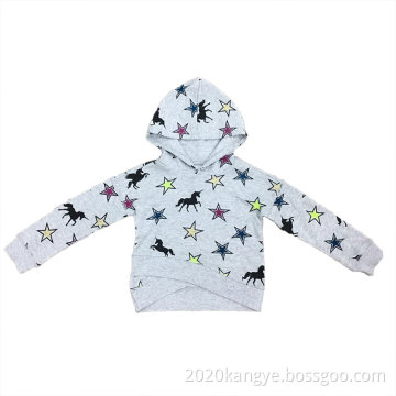 GIRLS AOP WITH GLITTER FLEECE HOODY